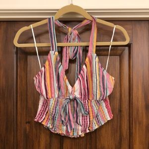 NWT Flying Tomato Colorful Striped CropTop